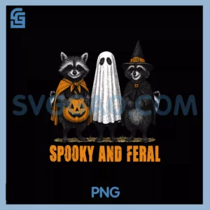 Retro Spooky And Feral PNG, Raccoon Halloween PNG