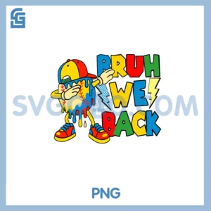 Dabbing Baseball Ice Cream Drip PNG, Youth Bruh We Back School PNG