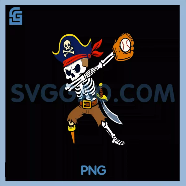 Dabbing Pirate Skeleton Baseball PNG, Halloween PNG