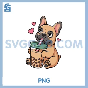 Kids Kawaii French Bulldog Dog Drink PNG, Bubble Gils Puppy PNG