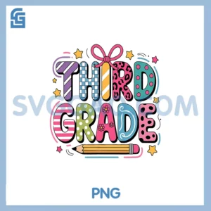 Preppy Third Grade PNG, Back To School 3rd Grade Teachers PNG