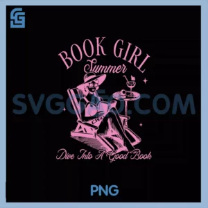 Retro Book Girl SummerPNG, Beach Vacation For Book Lover PNG