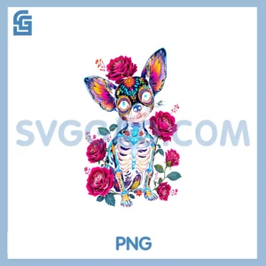 Mexican Sugar Skull Chihuahua PNG, Dia De Los Muertos Halloween PNG