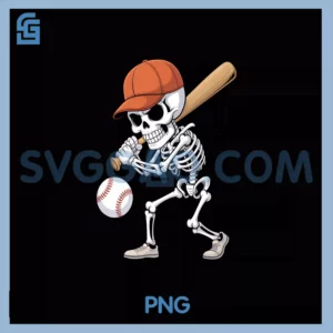 Skeleton Baseball Player PNG, Halloween Spooky PNG