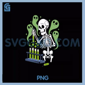 Skeleton Scientist Science Lovers PNG, Spooky Halloween Chemistry PNG