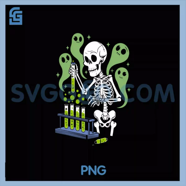 Skeleton Scientist Science Lovers PNG, Spooky Halloween Chemistry PNG