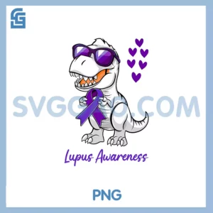 T'rex Dinosaur Lupus PNG, Awareness Day Dino Toddlers PNG