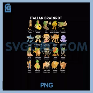 Types of Italian Brainrot PNG, Character Hand Drawn PNG