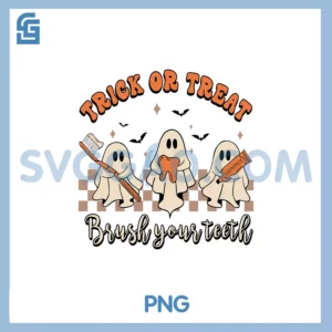 Trick Or Treat Brush Your PNG, Retro Halloween Cute Dentist PNG