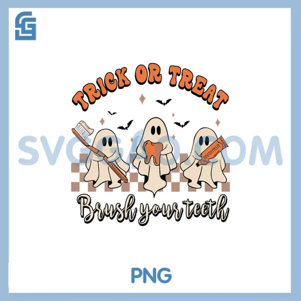 Trick Or Treat Brush Your PNG, Retro Halloween Cute Dentist PNG