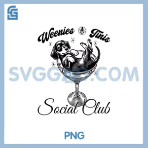 Weenies & Tinis Social Club PNG, Dachshund Dog With MartiniPNGt