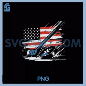 4th Of July PNG, Ice Hockey Stick Puck US Flag PNG