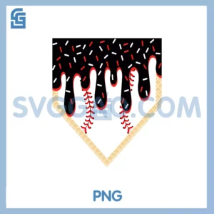 Black And Red Baseball Home Plate PNG, Ice Cream Drip Sprinkles PNG