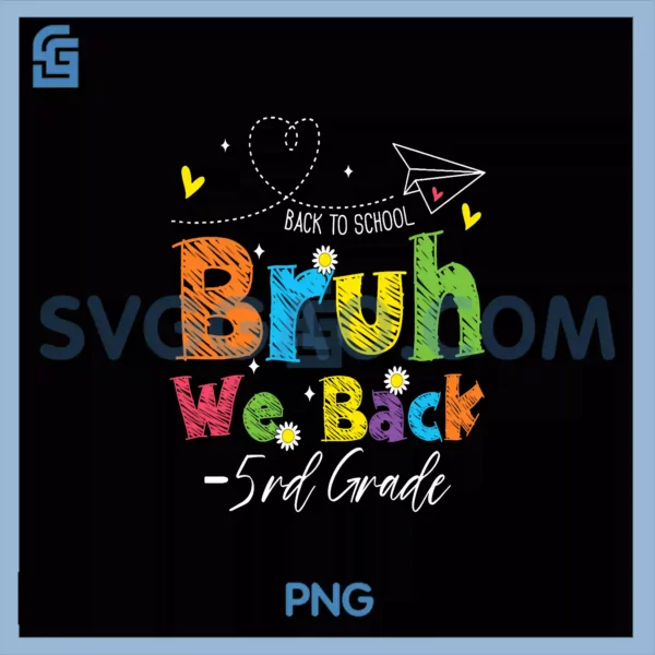 Bruh We Back 5rd Grade PNG, Back To School Third Grade PNG
