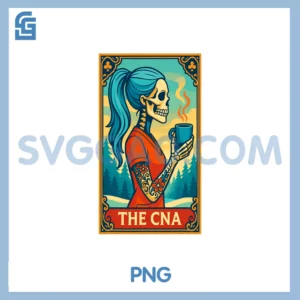 Halloween CNA PNG, Skeleton Nurse Coffee Card PNG