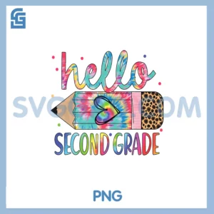 Hello Second Grade Pencil Tie Dye PNG, Back To School 2nd Grade PNG