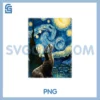 Artistic Otter Van PNG, Gogh Style Starry Night Otter PNG