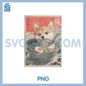 Cute  Dog Cat Japanese Ramen Noodle Shiba Inu Ramen Japanese PNG, Kawaii Shiba Dog Anime Gifts PNG