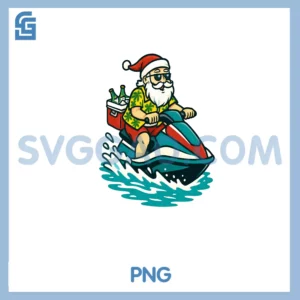 Christmas in July Santa PNG, Claus Personal Watercraft PNG