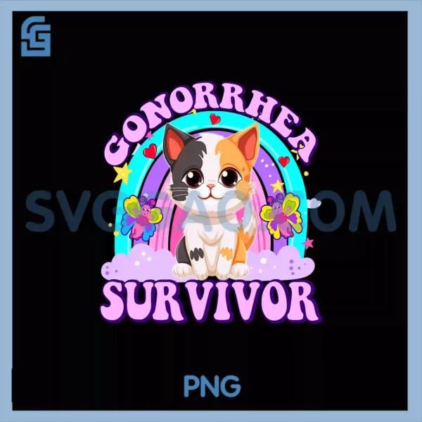 Gonorrhea Survivor PNG, Cat Sarcastic Y2K Inappropriate PNG