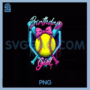 Ice Cream Softball Drip Birthday Girl PNG, Softball Player PNG