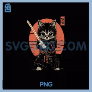Japanese Samurai PNG, Cat Kawaii Ninja Cat PNG