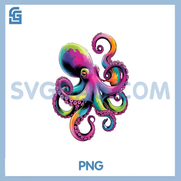 Marine Biologist PNG, Ocean Octopus Diving Colorful Octopus PNG