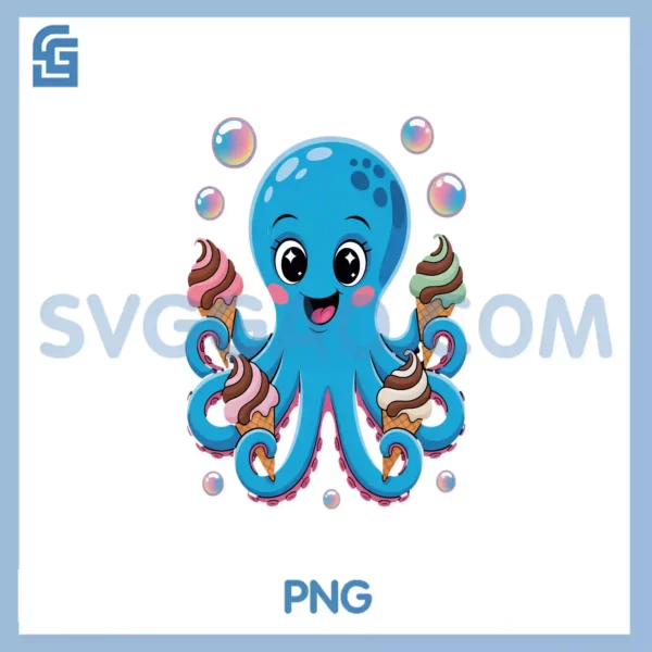 Octopus Icecream PNG, Marine Biologist Ocean Octopus PNG