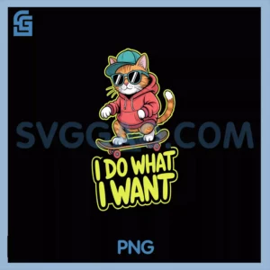Cat Riding PNG, Skateboard With Attitude Design PNG
