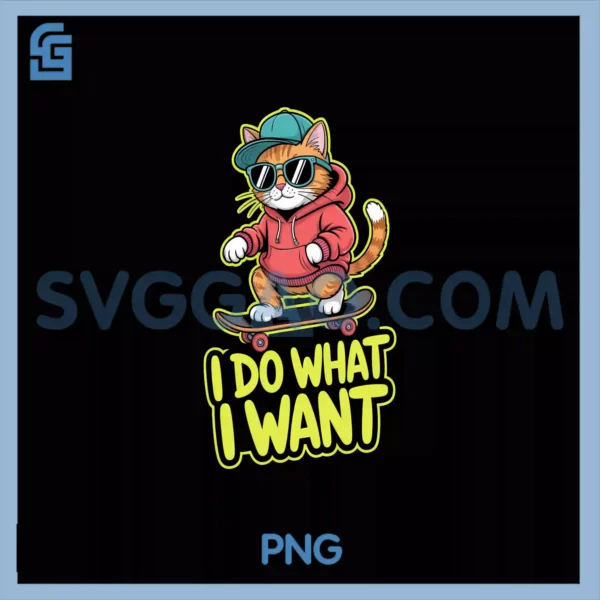 Cat Riding PNG, Skateboard With Attitude Design PNG