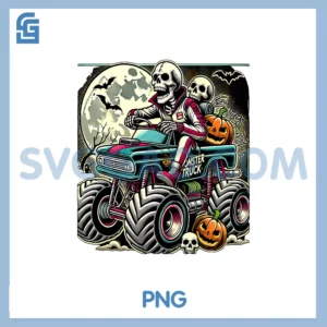 Halloween Skeleton Monster Truck PNG
