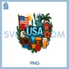 I Love USA PNG, American Icons Patriotic Culture Design PNG