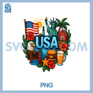I Love USA PNG, American Icons Patriotic Culture Design PNG