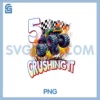Kids 5 Crushing It PNG, Monster Truck Cool 5th Birthday Bday PNG