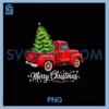 Merry Christmas PNG, Tree on Red Truck Wagon Xmas Pjs PNG