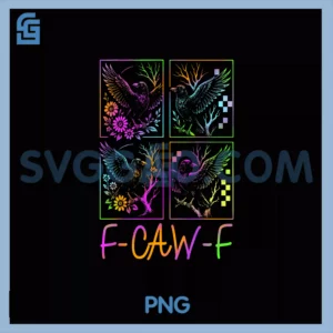 Raven F-CAW-F PNG, Colorful Neon Goth Bird PNG