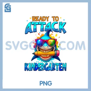 Ready To Attack Kindergarten PNG, Shark First Day Of School PNG