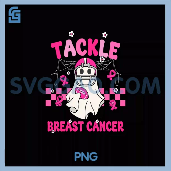 Tackle Breast Cancer PNG, Football Ghost Pink Halloween PNG