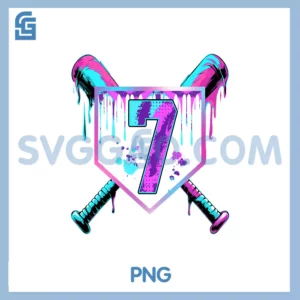 Baseball 7 Year Old PNG, Ice Cream Drip Birthday PNG