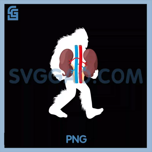 Bigfoot Carrying PNG, Kidneys Cryptid Sasquatch Dialysis PNG