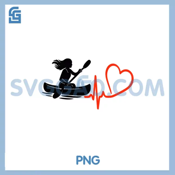 Canoeing Girl PNG, Heartbeat Kayak Paddle Adventure PNG