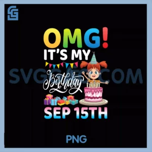 Cute Girl With Cake Present OMG It's My PNG, Birthday On Sep 15th PNG