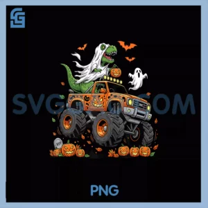 Dinosaur T'rex PNG, Riding Monster Truck Halloween PNG