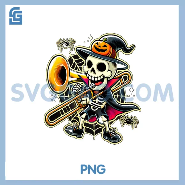 Halloween Skeleton Trombone PNG