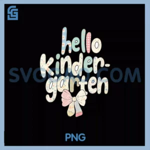Hello Kindergarten PNG, Preppy Bow Coquette Back to School PNG