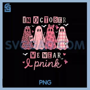 In October We Wear Pink PNG, Breast Cancer Awareness Halloween PNG