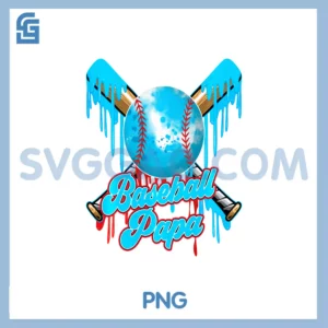 Papa Birthday Baseball PNG, Ice Cream Drip Matching Family PNG
