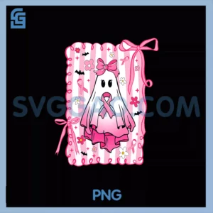 Preppy Floral PNG, Breast Cancer Ghost Coquette PNG