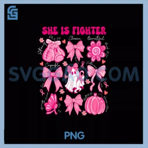 She Is A Fighter Christian PNG, Breast Cancer Warrior Wear Pink PNG