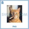Smoking Cat PNG, Cigarette Kitty Gen Z Meme, Cat Lover PNG
